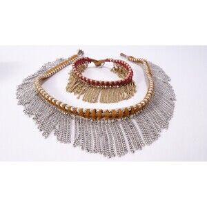 Nordstrom Treasure and Bond Fringe Choker Chain Necklace Bracelet NWOT  59 48